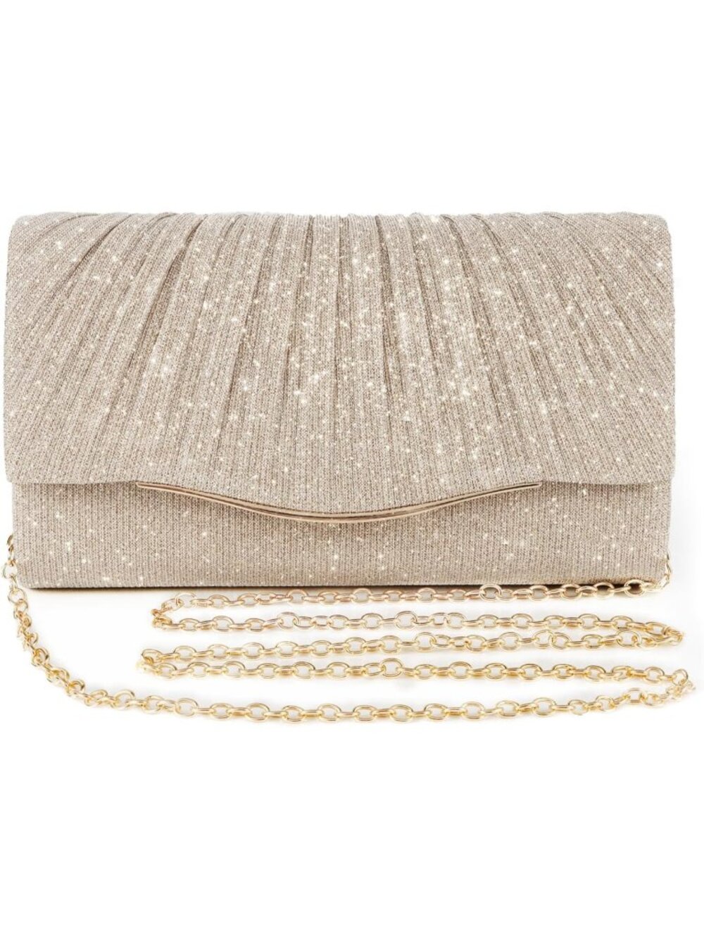 〽️ Women's Champagne Formal Clutch Purse Evening Crossbody Wedding Party Bag